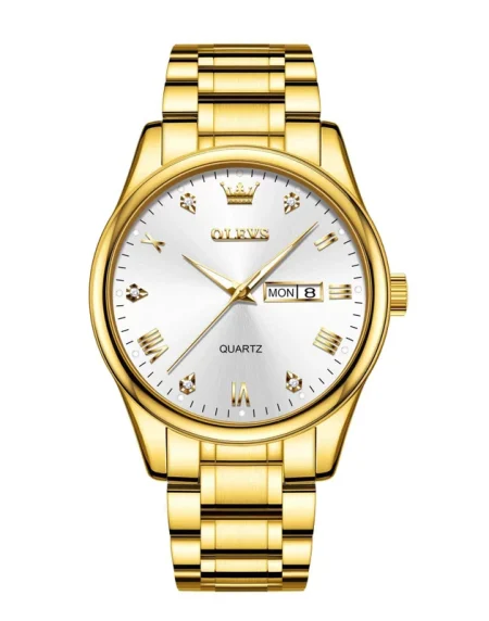 OLEVS B2548 (White Dial Golden Chain)